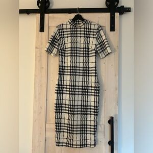 Black and White High Neck Dress